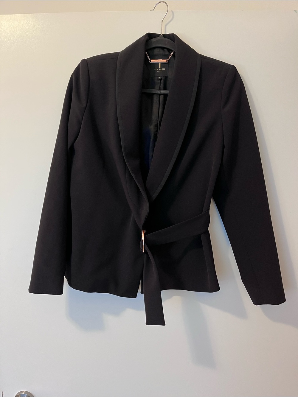 Ted Baker Black Belted Blazer Jacket | Size 2 | Shawl Collar